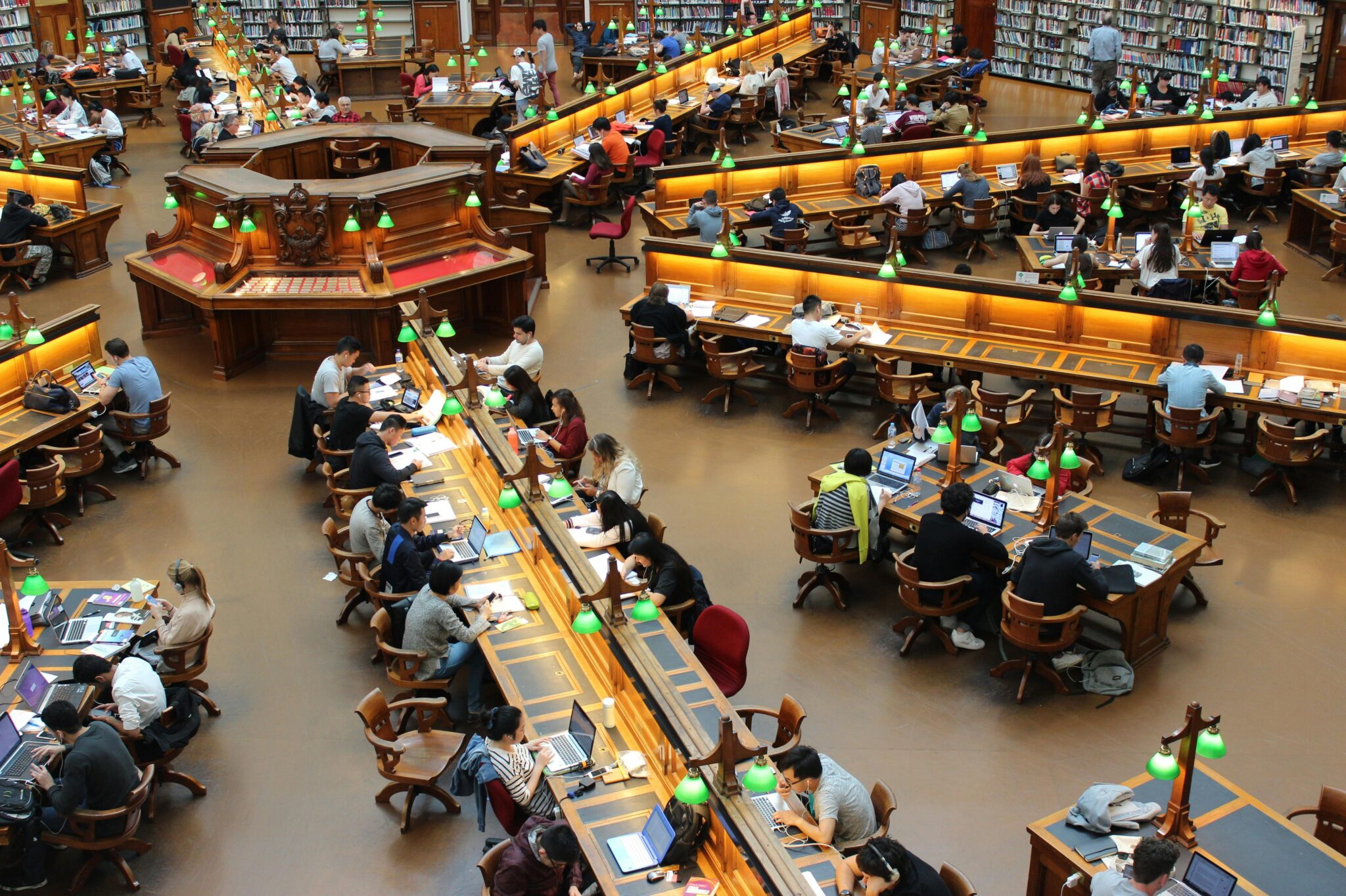 Students at a library